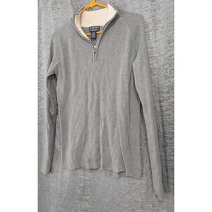 Polo Ralph Lauren Pullover Gray Women Large Long‎ Sleeve Vtg 1/4 Zip